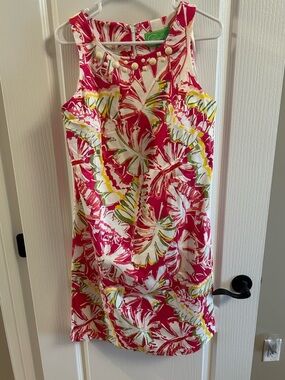 Pappagallo Pink Tropical Print Shift Dress
